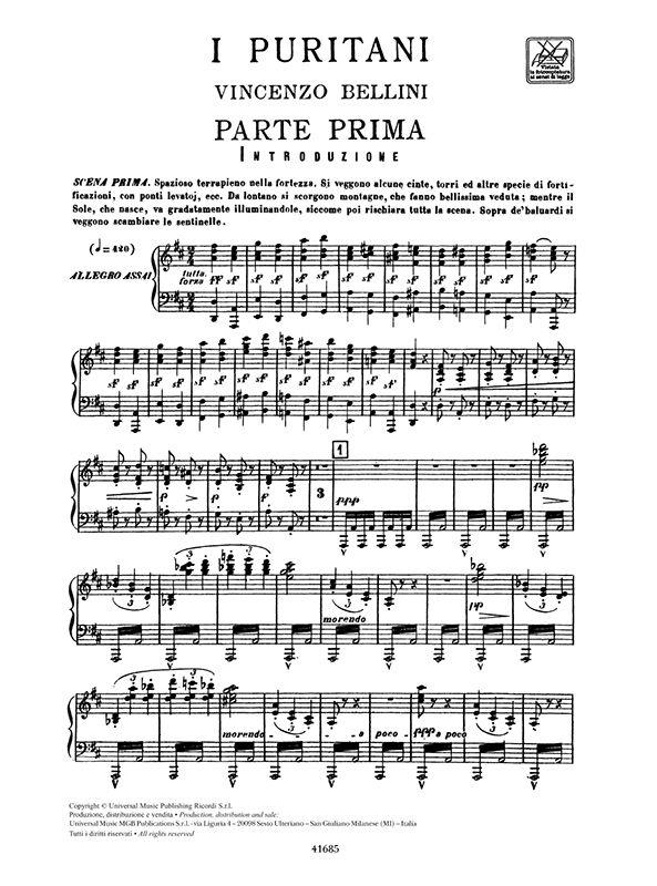 I Puritani - Opera Vocal Score
